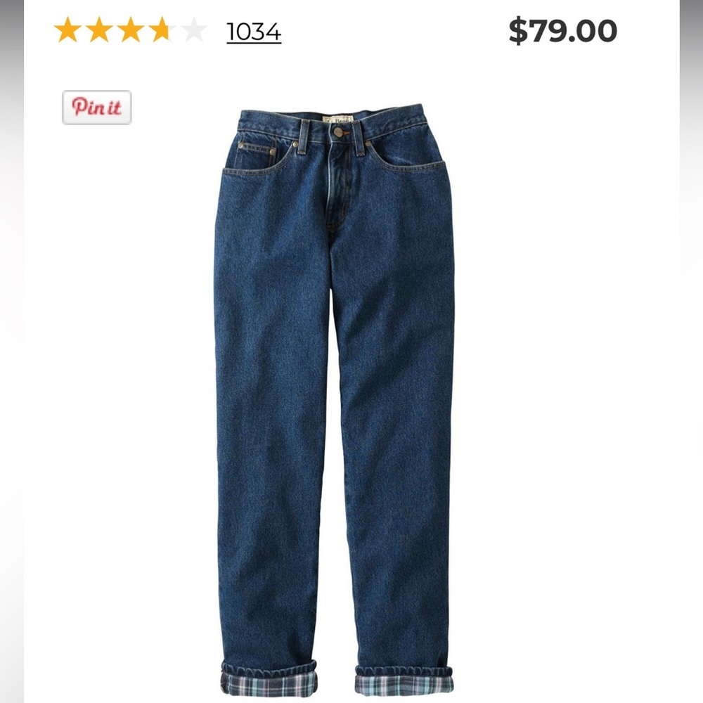 LL Bean Flannel Lined Jeans